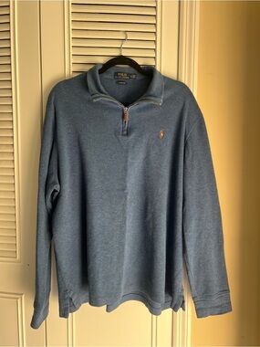Polo Ralph Lauren Estate Rob Quarter-Zip Pullover - Blue with Multicolor Pony XL
